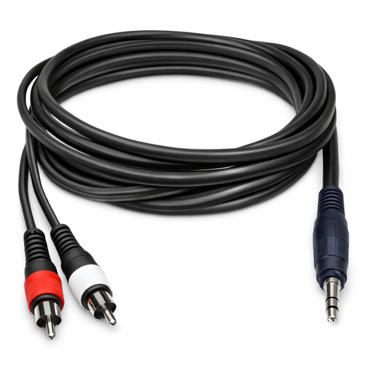 1 x mannelijke stereo mini Jack 3.5 / 2x mannelijke RCA kabel - 3m